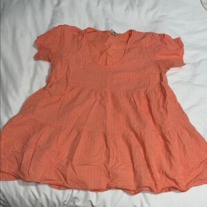 Tiered Scoop Neck Coral Mini Dress